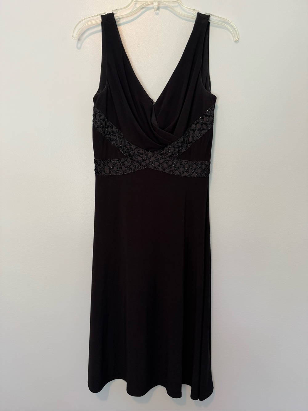 Jessica Howard Black Dress with Textured Waist Detail